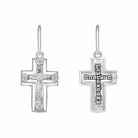 Крест, серебро, фианит, 63-0905
